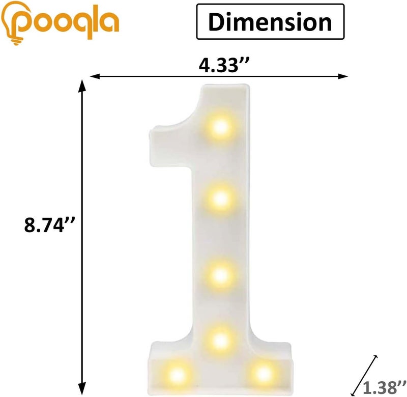 بوكلا حروف وأرقام LED زخرفية مضيئة من ، لافتة أرقام ماركي بلاستيكية بيضاء لتزيين الحفلات والزفاف تعمل بالبطارية (1) - Image 3