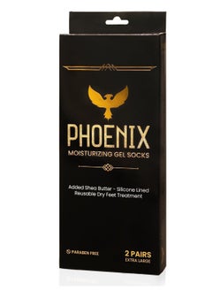 Phoenix Moisturizing Gel Socks for Men - Extra Large - 2 Pairs - with Shea Butter - Paraben Free - Reuseable Moisturizing Socks - Phoenix Foot Peel™  - Image 2