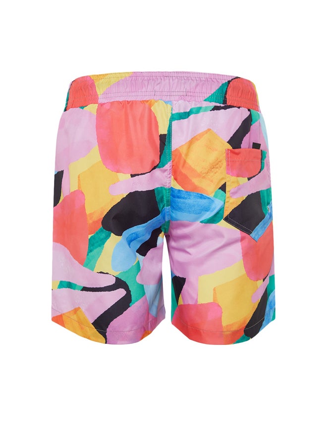 trendyol - Men's Multicolored Abstract Pattern Swimwear Marine Shorts - Image 1