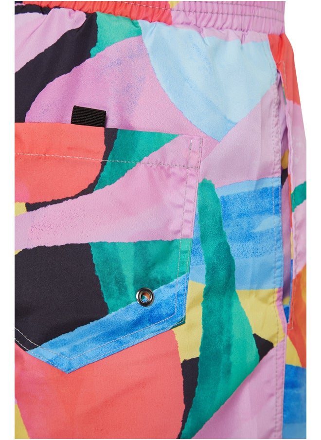 trendyol - Men's Multicolored Abstract Pattern Swimwear Marine Shorts - Image 1
