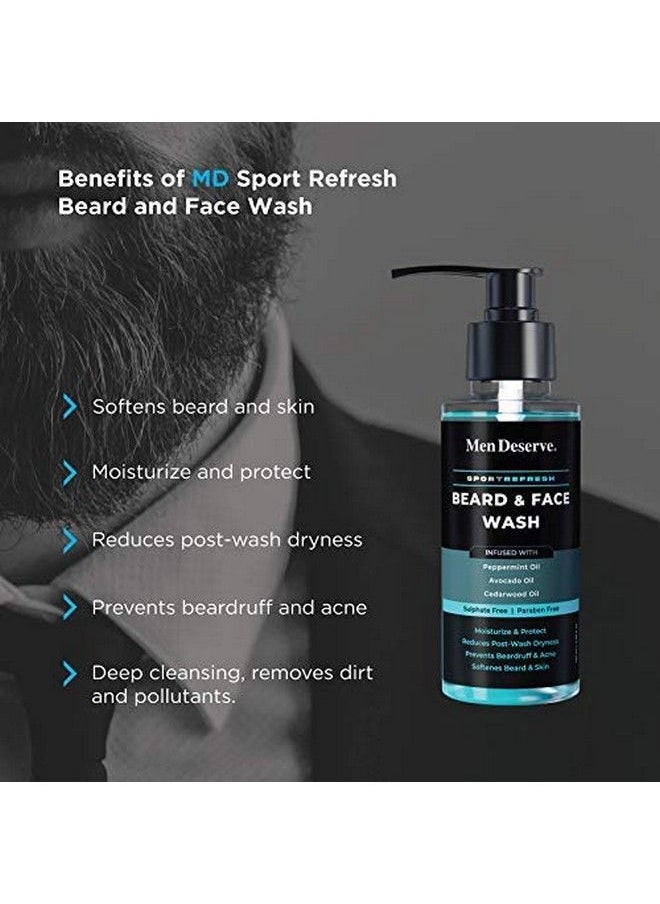 Sport Refresh Beard & Face Wash With Peppermint Oil Avocado Oil & Cedarwood Oil (Sulphate Free & Paraben Free) 100Ml - pzsku/Z67B1D1C7374DBBBB0402Z/45/_/1687592924/cdb25487-5fa1-47d3-b8f1-a9a5225a4c60