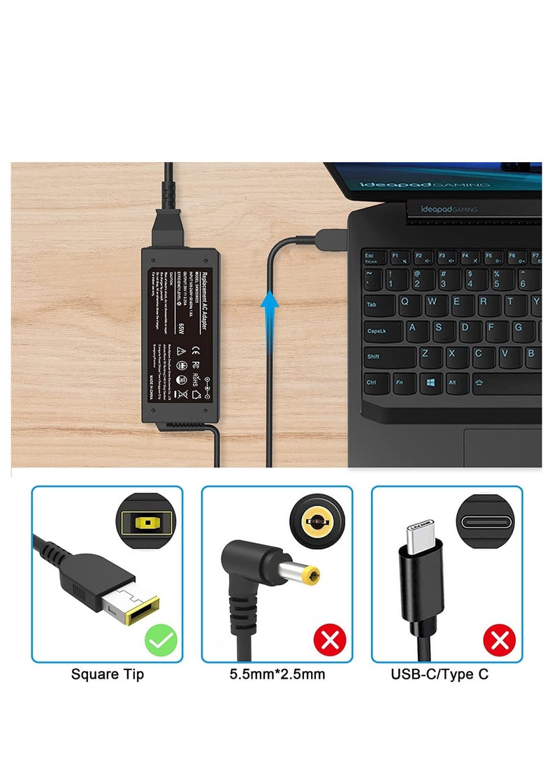 Ntech NTECH 65W Lenovo Laptop Charger, 20V/3.25A Power Supply Cord For Lenovo Thinkpad X/E/S/L/B/U/T/K/Z/Y/G/Yoga Helix And Ideapad/Flex/2/Flex/3/Yoga/11/11S Series Notebook Power Supply  - Image 3