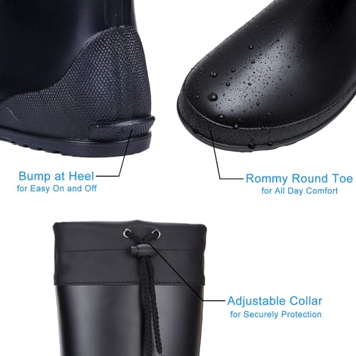 Asgard Women's Packable Tall Rain Boots Ultra Lightweight Garden Boots - NOT for Wide Calf, Black 38 (size 7.5-8) - Image 5