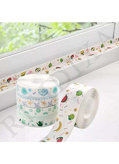 RIMDIXA RIMDIXA Waterproof Tape for Kitchen Sink Oil Proof Caulk Tape Strip Self Adhesive Bathroom Corner Caulking Sealing Tape Gap Sealer Waterproof Tape 32m38cm Multi Print Tape  - Image 2