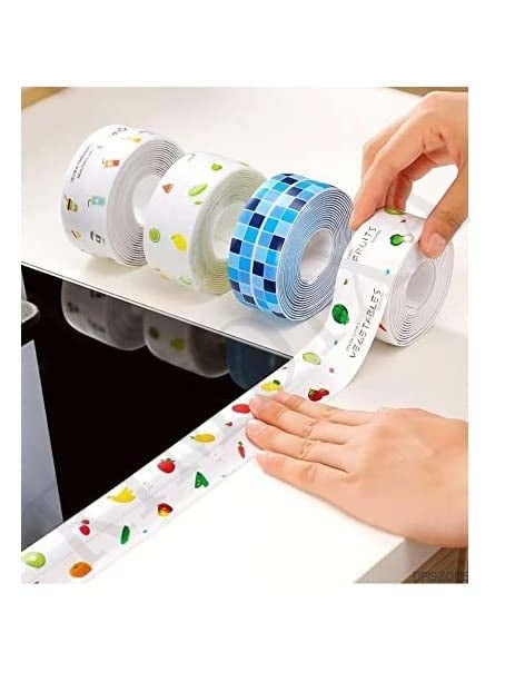 RIMDIXA RIMDIXA Waterproof Tape for Kitchen Sink Oil Proof Caulk Tape Strip Self Adhesive Bathroom Corner Caulking Sealing Tape Gap Sealer Waterproof Tape 32m38cm Multi Print Tape  - Image 1