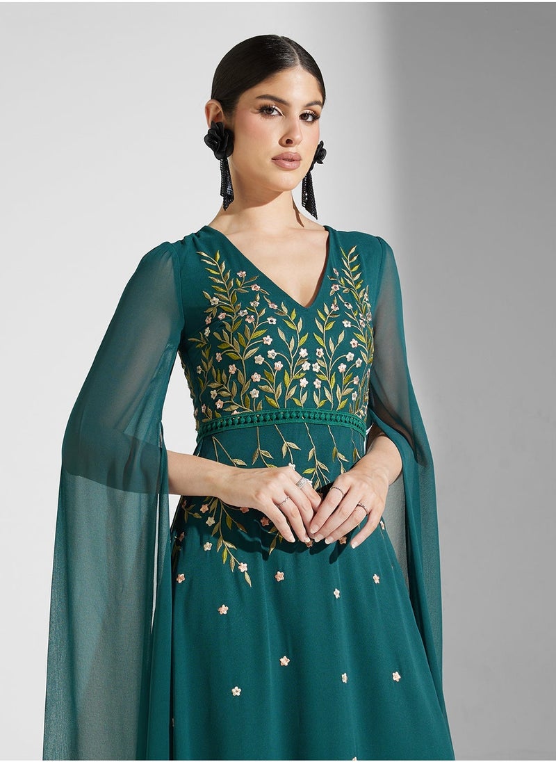 Frock and Frill Floral Embroidered Maxi Dress  - Image 3