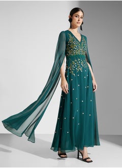 Frock and Frill Embellished V-Neck Maxi Dress  - Image 4