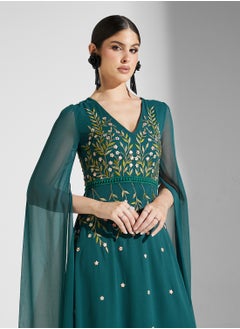 Frock and Frill Embellished V-Neck Maxi Dress  - Image 3