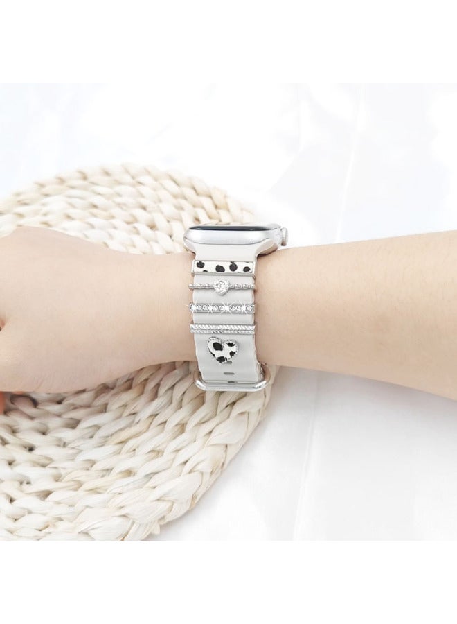 سوار ساعة سيليكون عالمي، حلقة زخرفية، ملحق ساعة ذكي، مشبك زخرفي - اللون: ذهبي وردي 8 - Image 5