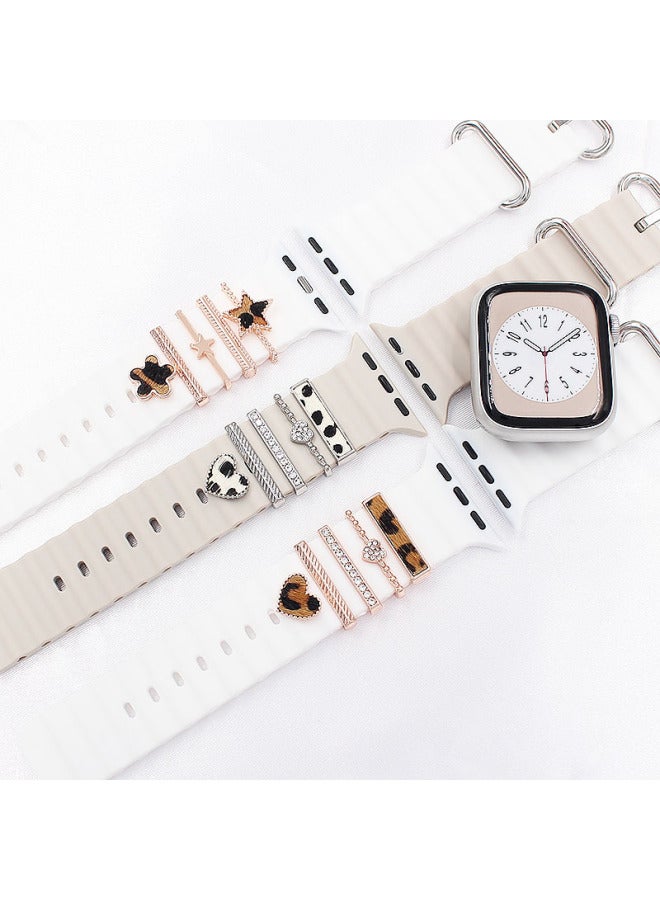 سوار ساعة سيليكون عالمي، حلقة زخرفية، ملحق ساعة ذكي، مشبك زخرفي - اللون: ذهبي وردي 8 - Image 2