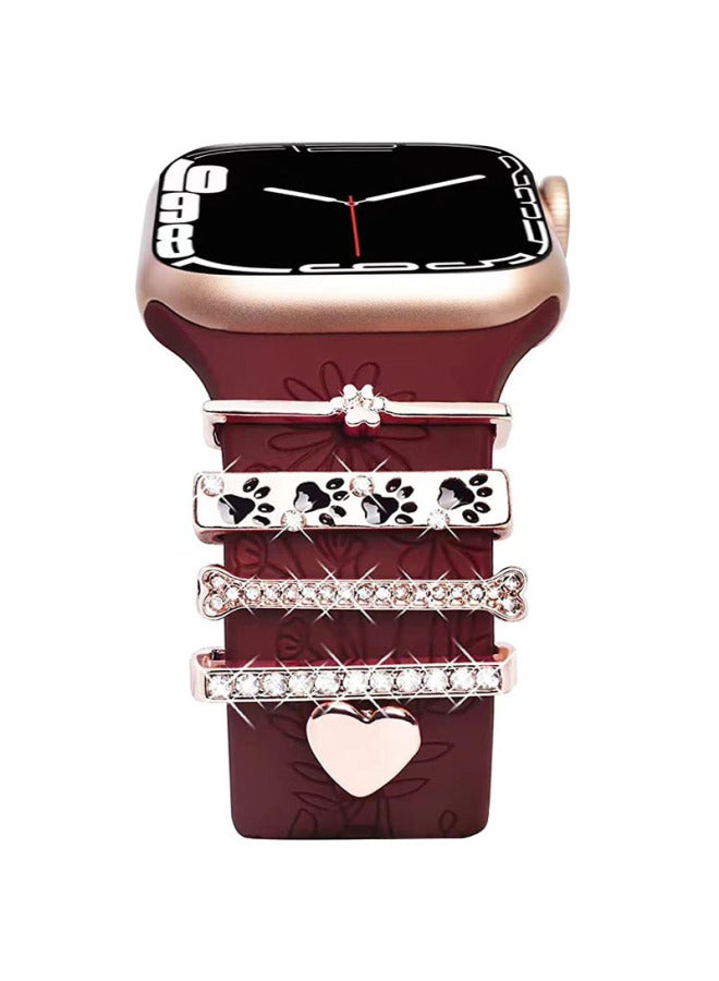 سوار ساعة سيليكون عالمي، حلقة زخرفية، ملحق ساعة ذكي، مشبك زخرفي - اللون: ذهبي وردي 8 - Image 1