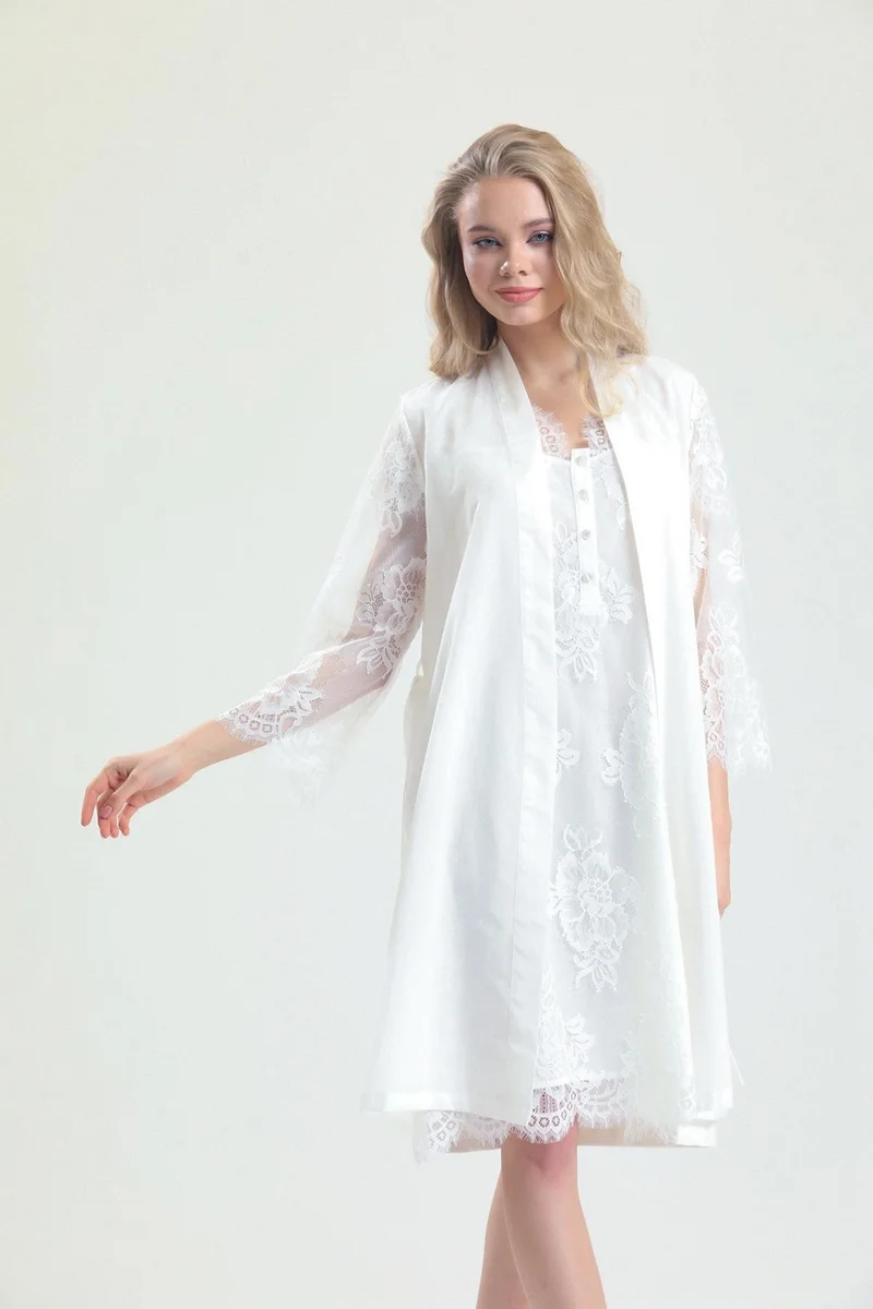 Magic Form 26414 - Cotton Lace Dressing Gown Nightgown Set