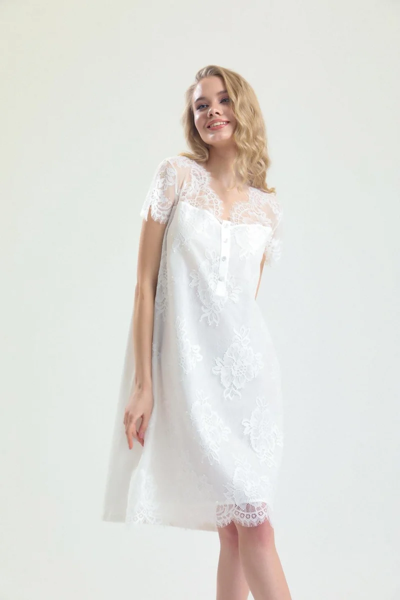 Magic Form 26414 - Cotton Lace Dressing Gown Nightgown Set