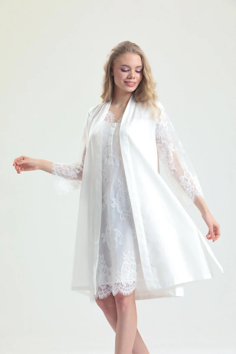 Magic Form 26414 - Cotton Lace Dressing Gown Nightgown Set