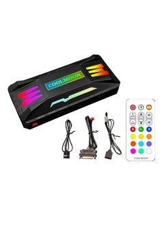 واي آند دي Pwm Fan Temperature Controller, Remote Control Computer RGB Light Adapter, 5V ARGB Hub with Magnet, Black  - Image 1