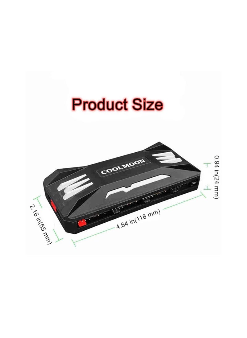 واي آند دي - Pwm Fan Temperature Controller, Remote Control Computer RGB Light Adapter, 5V ARGB Hub with Magnet, Black - Image 1