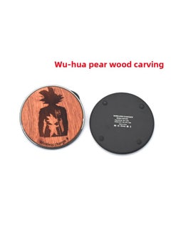 Generic Wooden Laser Carving Wireless Charger 10W For Apple Samsung Mobile Phone Wireless Fast Charging Bamboo Wood Laser Carving-Color:Wuhua Pear  - Image 1
