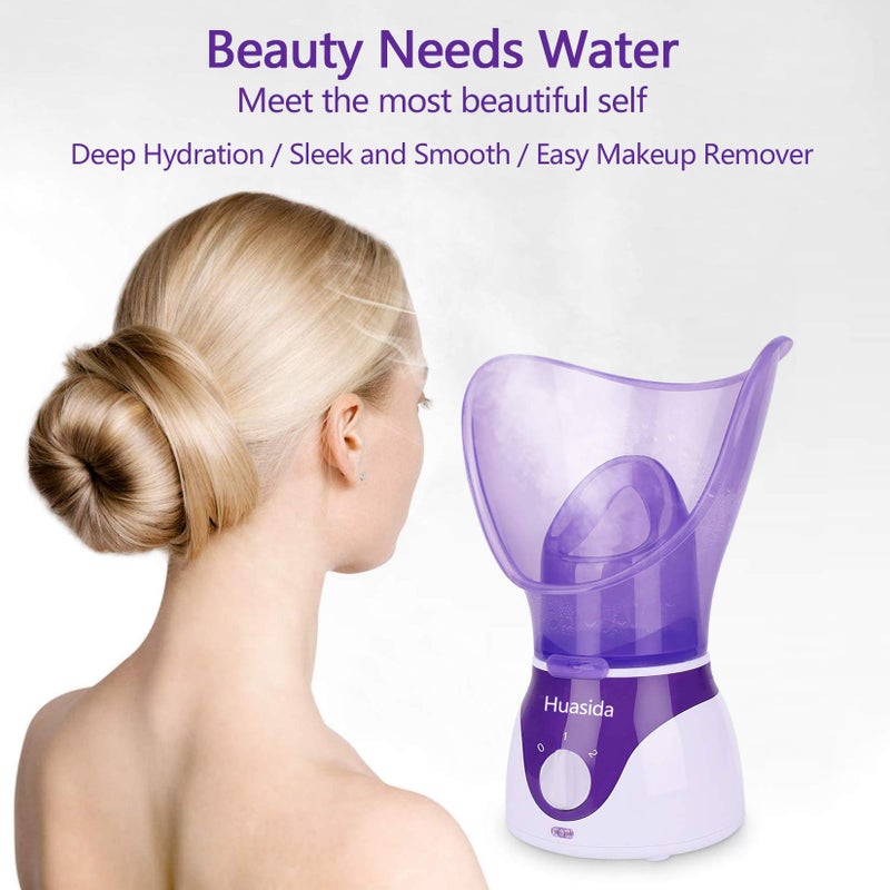 huasida Facial Steamer Personal Steam Inhaler Sauna Facial Steamer Hot Mist Moisturizing Beauty Instrument Rejuvenate and Hydrate Your Skin (Purple) - Image 3