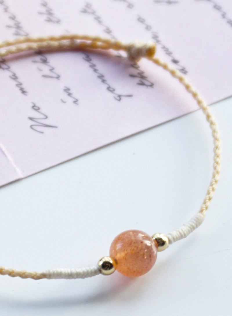 التصميم الأصلي حجر الشمس الطبيعي، خيط الشمع، سوار رفيع للغاية، يعني الثقة والشجاعة، سوار منسوج يدويًا، أصفر كاليفورنيا - Image 3