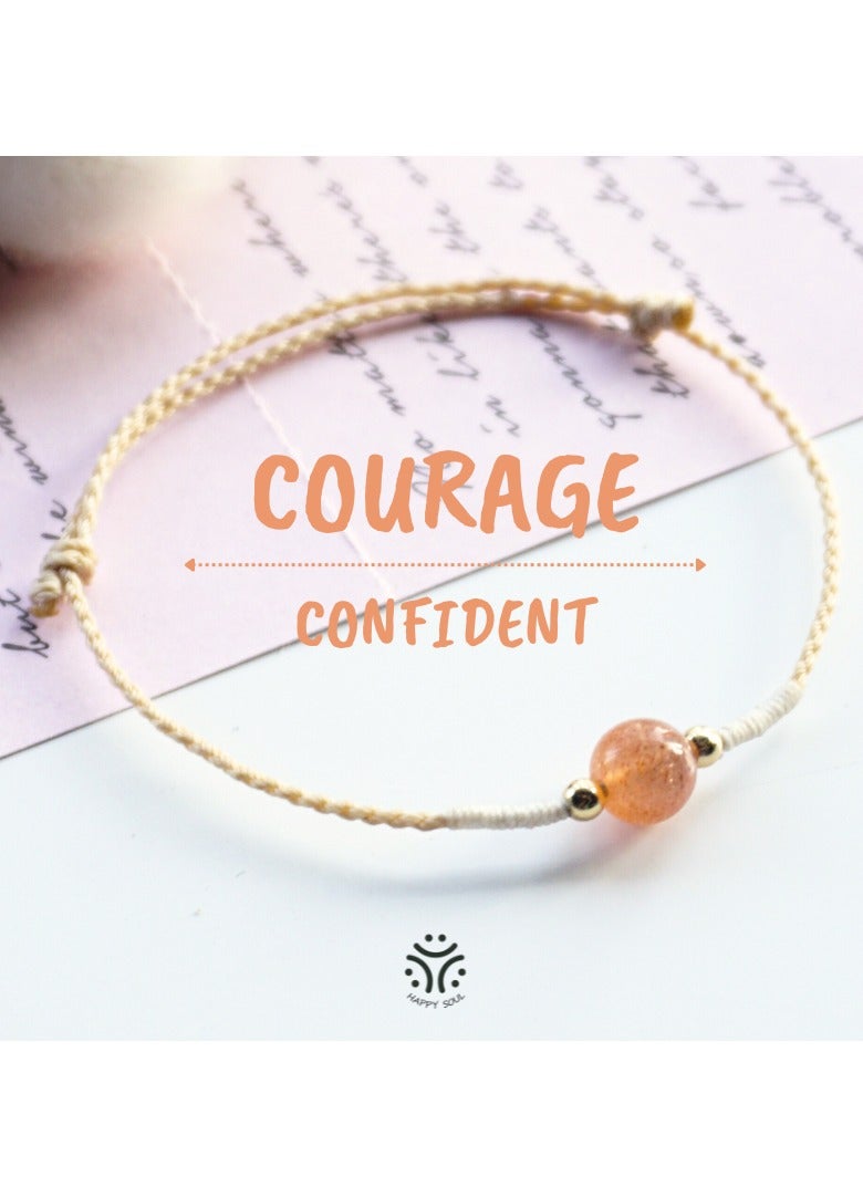 التصميم الأصلي حجر الشمس الطبيعي، خيط الشمع، سوار رفيع للغاية، يعني الثقة والشجاعة، سوار منسوج يدويًا، أصفر كاليفورنيا - Image 1