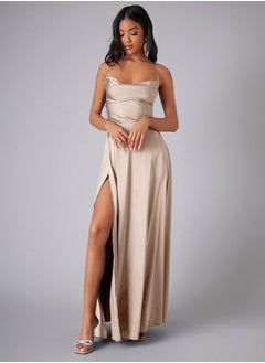 New Women's Slim Slim Fit Open Back Strap Waist Wrap Dress Long Dress