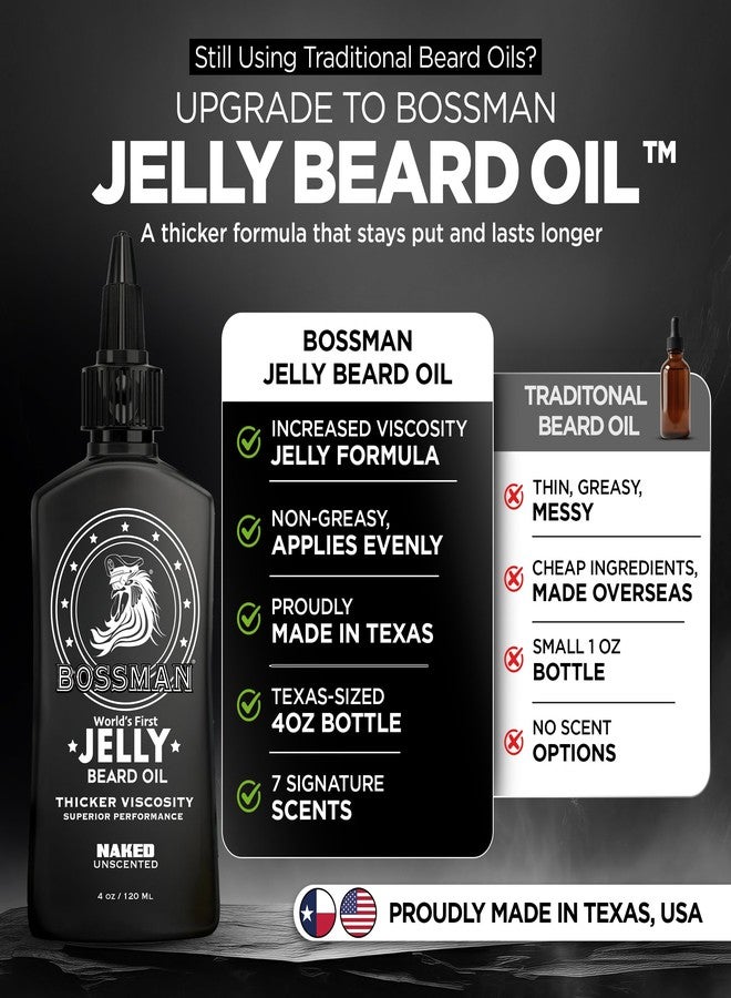 Bossman Jelly Beard Oil for Men (4 oz, Naked - Unscented – Softens, Moisturizes & Conditions with Natural Ingredients - Image 2