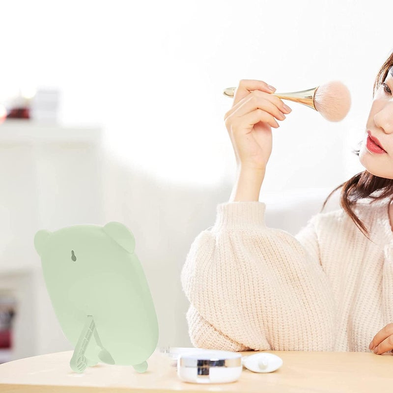 RoarCraft Bear Make up Mirror Tabletop Makeup Mirror Makeup Desktop Oval Mirror Glass Makeup Vanity Mirror Mirror with Stand Portable Folding Mirror Princess Mirror Makeup Mirror Green 1 - Image 3