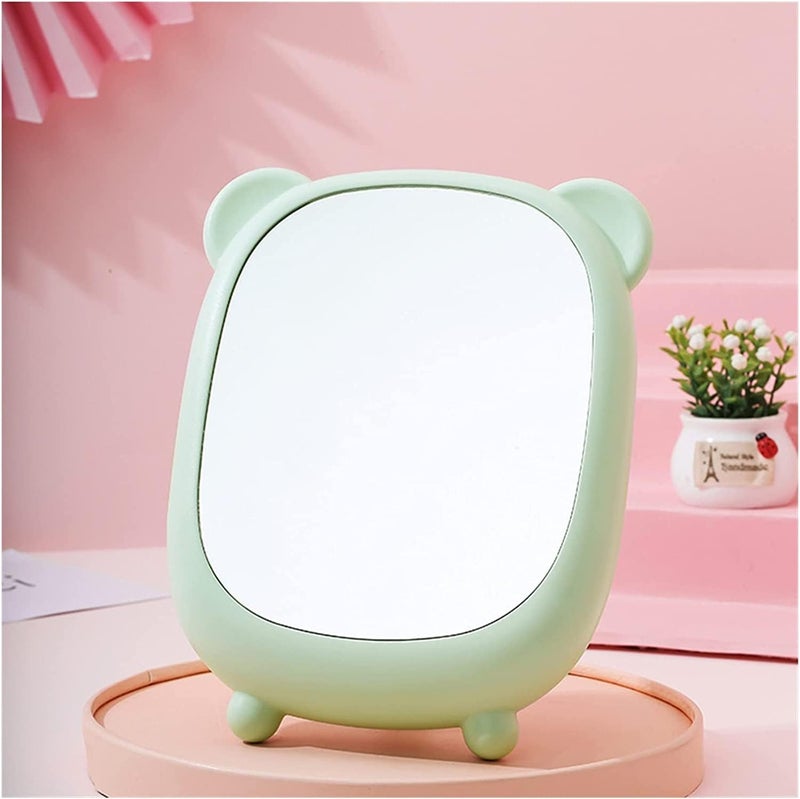 RoarCraft Bear Make up Mirror Tabletop Makeup Mirror Makeup Desktop Oval Mirror Glass Makeup Vanity Mirror Mirror with Stand Portable Folding Mirror Princess Mirror Makeup Mirror Green 1 - Image 2