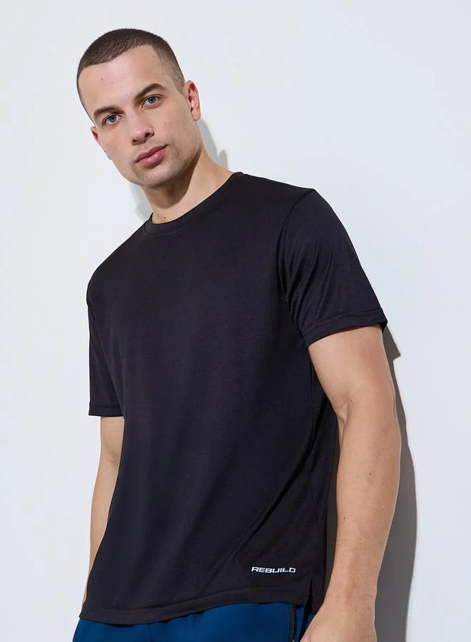 Styli Men Black Graphic Print Side Slit Regular Fit T-Shirt