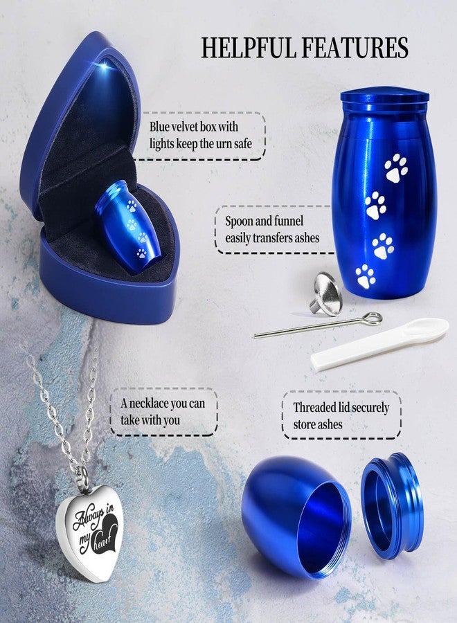 YIMSGO Small Pet Urns for Dogs Ashes, Mini Cat Urn for Ashes Keepsake, Tiny Cremation Animal Memorial Necklace ERN Earns Urnas Loss of Dog Cat Gifts, Pet Paw Print Urn - Heart Box with Blue Light - Image 4