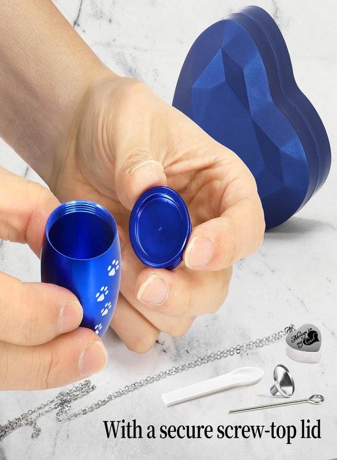 YIMSGO Small Pet Urns for Dogs Ashes, Mini Cat Urn for Ashes Keepsake, Tiny Cremation Animal Memorial Necklace ERN Earns Urnas Loss of Dog Cat Gifts, Pet Paw Print Urn - Heart Box with Blue Light - Image 3
