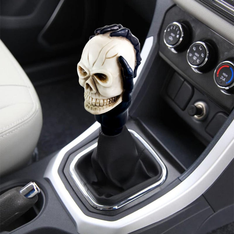 Arenbel Skull Shifter Knobs Car Racing Gear Lever Stick Skeleton Shift Handle Fit Most Manual Automatic Vehicles Trucks, Beige - Image 2