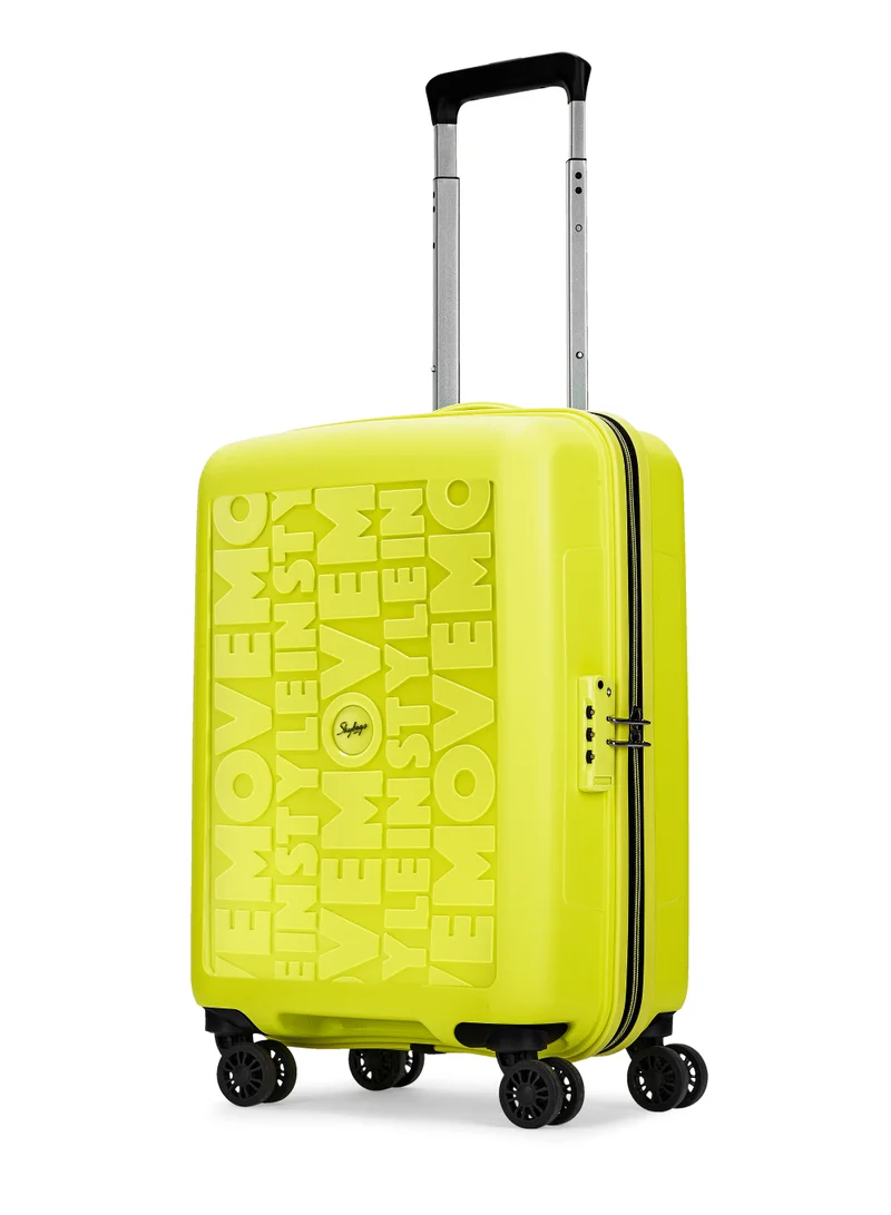 Skybags Play Cabin 20 Inch Polypropylene(PP), 4 Spinner Double Wheel Trolley Bags for Travel, Hard Case Lightweight Bag with TSA Lock, Tough Suitcase for Travel (Small), Lime Green