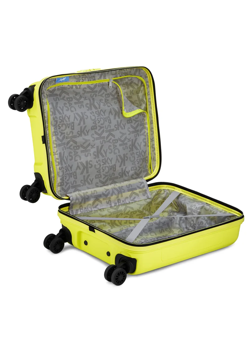 Skybags Play Cabin 20 Inch Polypropylene(PP), 4 Spinner Double Wheel Trolley Bags for Travel, Hard Case Lightweight Bag with TSA Lock, Tough Suitcase for Travel (Small), Lime Green