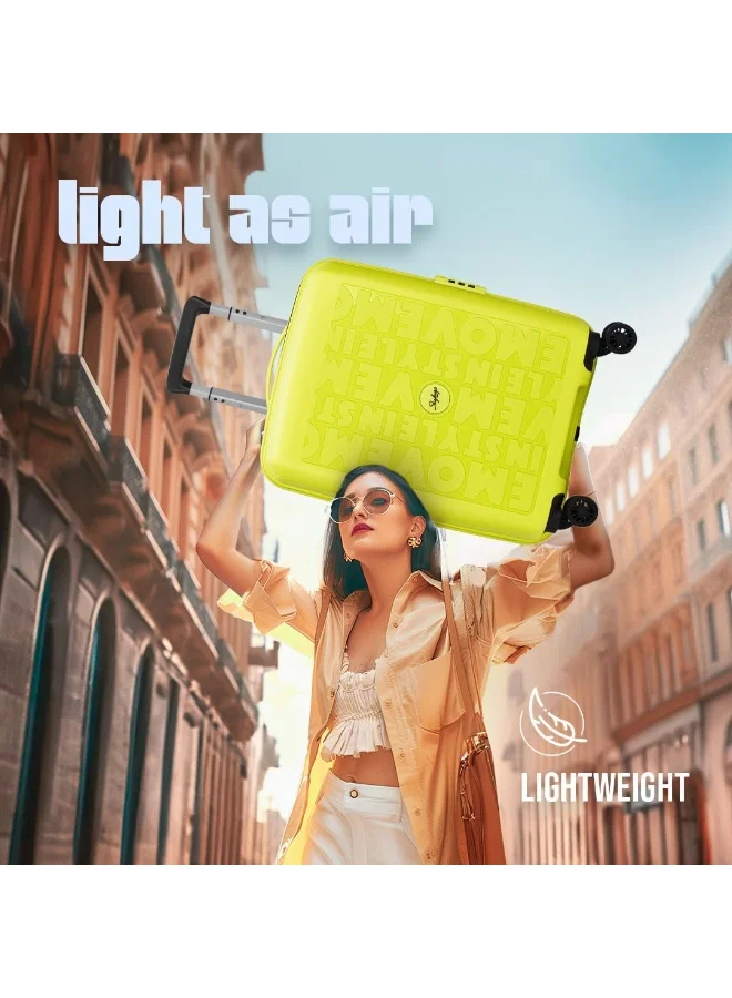 Skybags Play Cabin 20 Inch Polypropylene(PP), 4 Spinner Double Wheel Trolley Bags for Travel, Hard Case Lightweight Bag with TSA Lock, Tough Suitcase for Travel (Small), Lime Green
