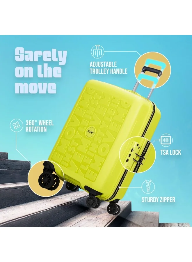Skybags Play Cabin 20 Inch Polypropylene(PP), 4 Spinner Double Wheel Trolley Bags for Travel, Hard Case Lightweight Bag with TSA Lock, Tough Suitcase for Travel (Small), Lime Green
