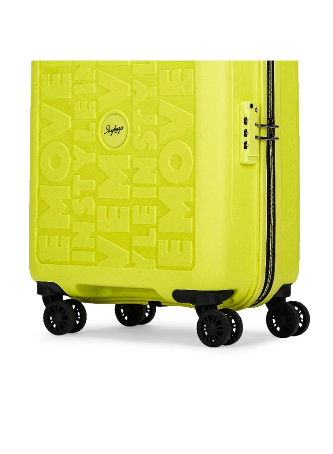 Skybags Play Cabin 20 Inch Polypropylene(PP), 4 Spinner Double Wheel Trolley Bags for Travel, Hard Case Lightweight Bag with TSA Lock, Tough Suitcase for Travel (Small), Lime Green