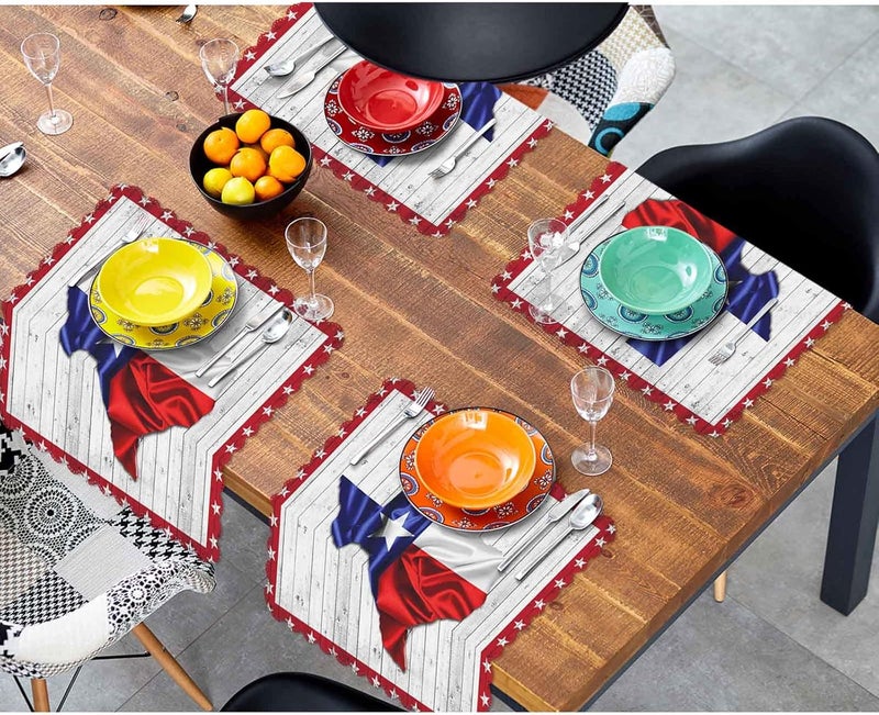 Yibeas Texas Flag Cloth Napkins Set of 4 Soft Map Stars and Wood Background Washable and Reusable Dinner Napkins for Weddings Parties 18 x 18 inch - Image 4