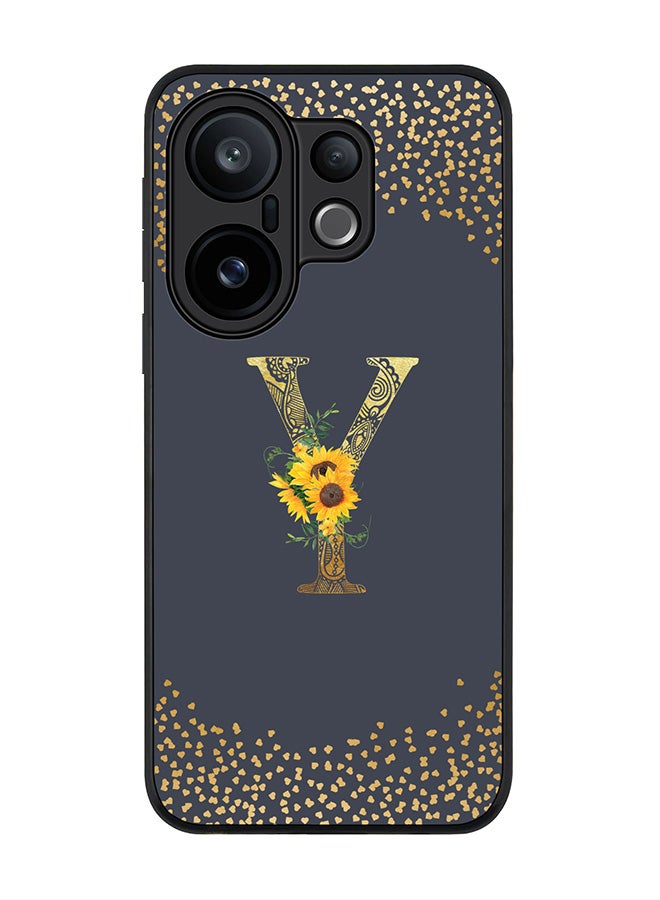 Stylizedd For vivo X200 FE / S30 Pro mini Case,Slim fit Camera Protection, Shockproof Thin Phone cover  - Custom Floral Monogram - Y  (Grey ) - Image 1