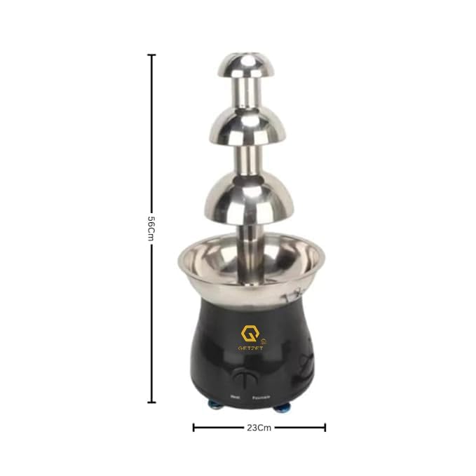 ZAEGO ZAEGO Electric 3 Layer Stainless Steel Melting Black Body Chocolate Fountain Cheese Fondue Tower for Ideal Heavy Duty Use in Hotels Restaurants CateringCafes Melt Dipping Machine  - Image 5