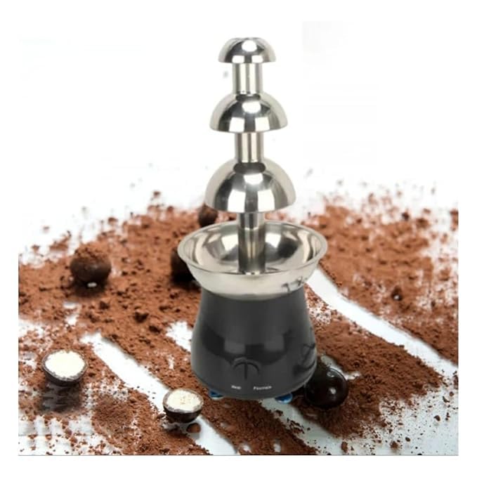 ZAEGO ZAEGO Electric 3 Layer Stainless Steel Melting Black Body Chocolate Fountain Cheese Fondue Tower for Ideal Heavy Duty Use in Hotels Restaurants CateringCafes Melt Dipping Machine  - Image 4