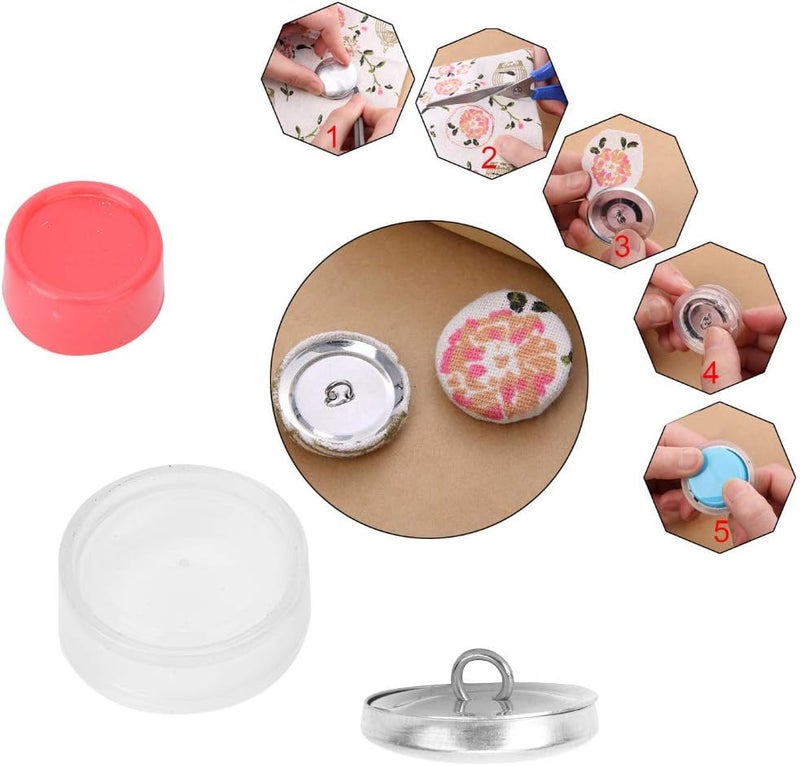 klarako Cover Button Kit, Round Button Base DIY Handmade Crafts Arts Supplies Flat Back Cloth Fabric Cover Button Buckle Making Tools (25MM) - Image 4