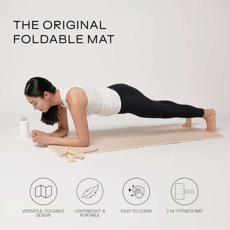 Stakt â€“ Foldable Multi-Purpose Fitness & Yoga Mat with Patented Design, Workout Mat with Non-Slip Surface, Portable & Lightweight, For Studio or Home Use, As Seen on Shark Tank (Dune) - Image 2
