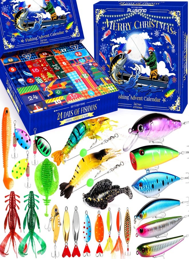 PLUSINNO Fishing Advent Calendar 2025 Adult, Fishing lure Advent Calendar 24 Days Countdown Fishing Tackle, Christmas Gifts For Men Boyfriend Teens Boys - Image 1