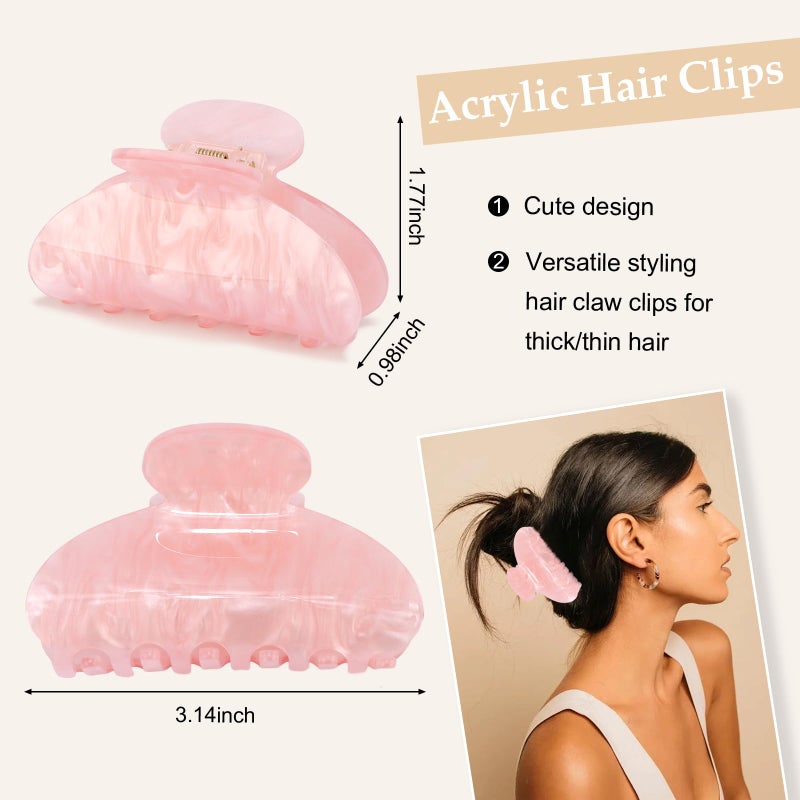 Vovii 4Pcs Acrylic Claw Clips for Women Hair Accessories, Medium Sized Cute Trendy Claw Clips for Thick Thin Hair (Yellow, Pink) - Image 2