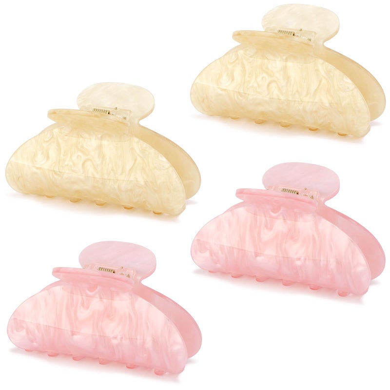 Vovii 4Pcs Acrylic Claw Clips for Women Hair Accessories, Medium Sized Cute Trendy Claw Clips for Thick Thin Hair (Yellow, Pink) - Image 1