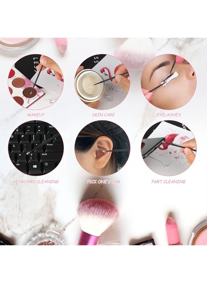 g2plus 500 قطعة فرش تطبيق ميكرو قابلة للتصرف للمكياج والعناية الشخصية، فرشاة ميكرو تجميل، مسحات ميكرو لتمديد الرموش، الأظافر، كحل العين - 5 × 100 قطعة (أسود) - Image 4