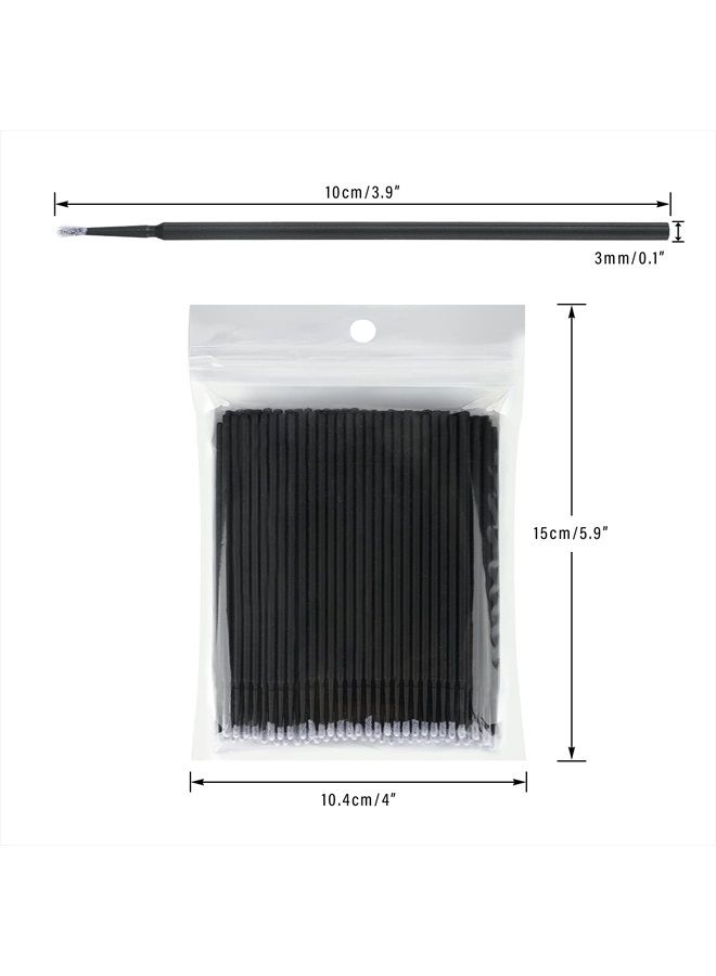 g2plus 500 قطعة فرش تطبيق ميكرو قابلة للتصرف للمكياج والعناية الشخصية، فرشاة ميكرو تجميل، مسحات ميكرو لتمديد الرموش، الأظافر، كحل العين - 5 × 100 قطعة (أسود) - Image 2