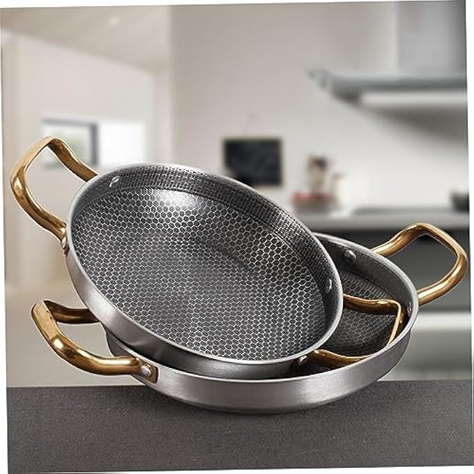OSALADI Frying Griddle Household Skillet Honeycomb Non Stick Fry Honeycomb Skillet Pans Nonstick Fry Pans For Cooking Stainless Steel Seafood 26C Cooking Utensils - Image 4
