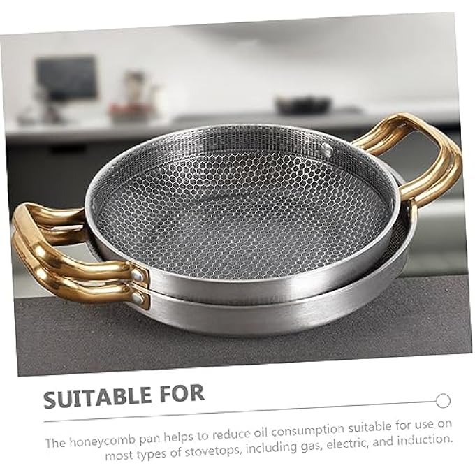 OSALADI Frying Griddle Household Skillet Honeycomb Non Stick Fry Honeycomb Skillet Pans Nonstick Fry Pans For Cooking Stainless Steel Seafood 26C Cooking Utensils - Image 3